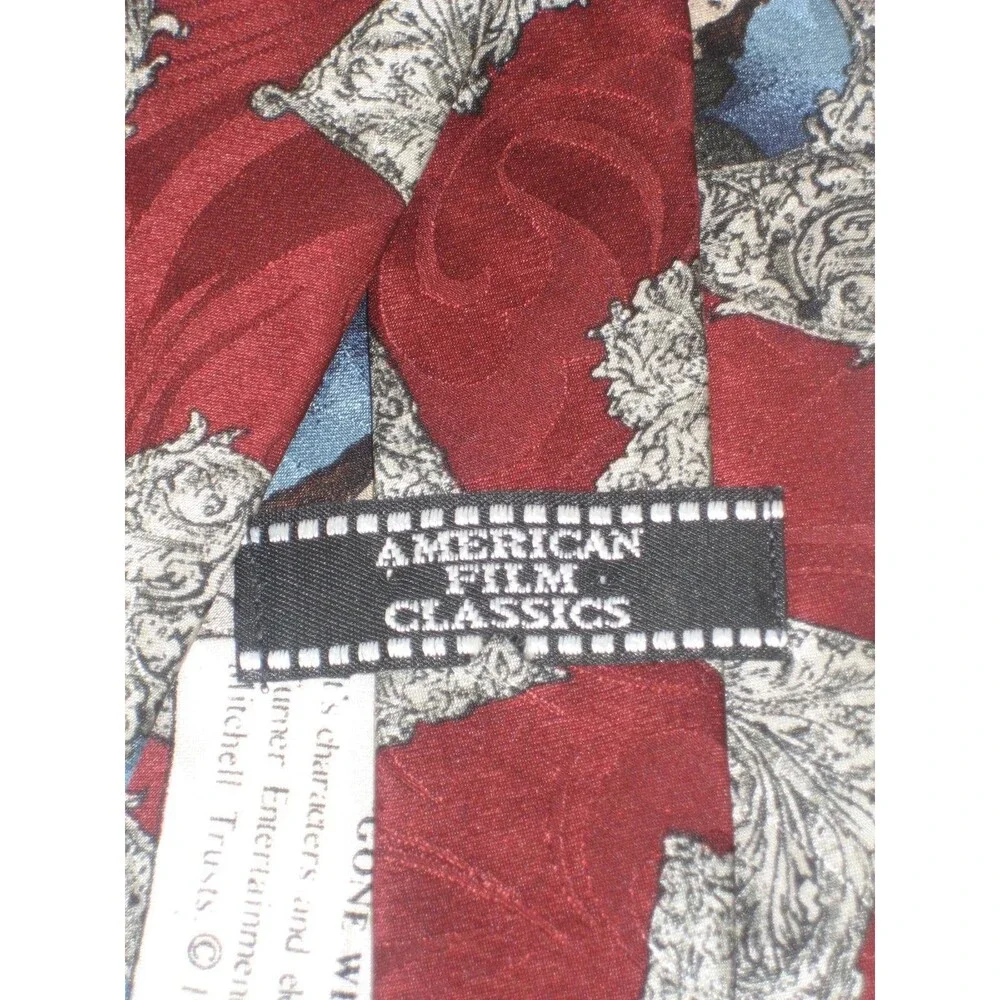 Classic Cinema-Gone With the Wind 100%Silk Necktie Maroon Cameo Geometric Design